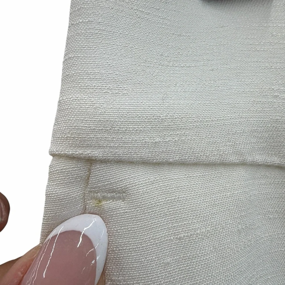 Sézane White Linen Blend High Rise Straight Leg‎ Trousers Women’s Size 38